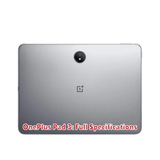 OnePlus Pad 3: Full Specifications